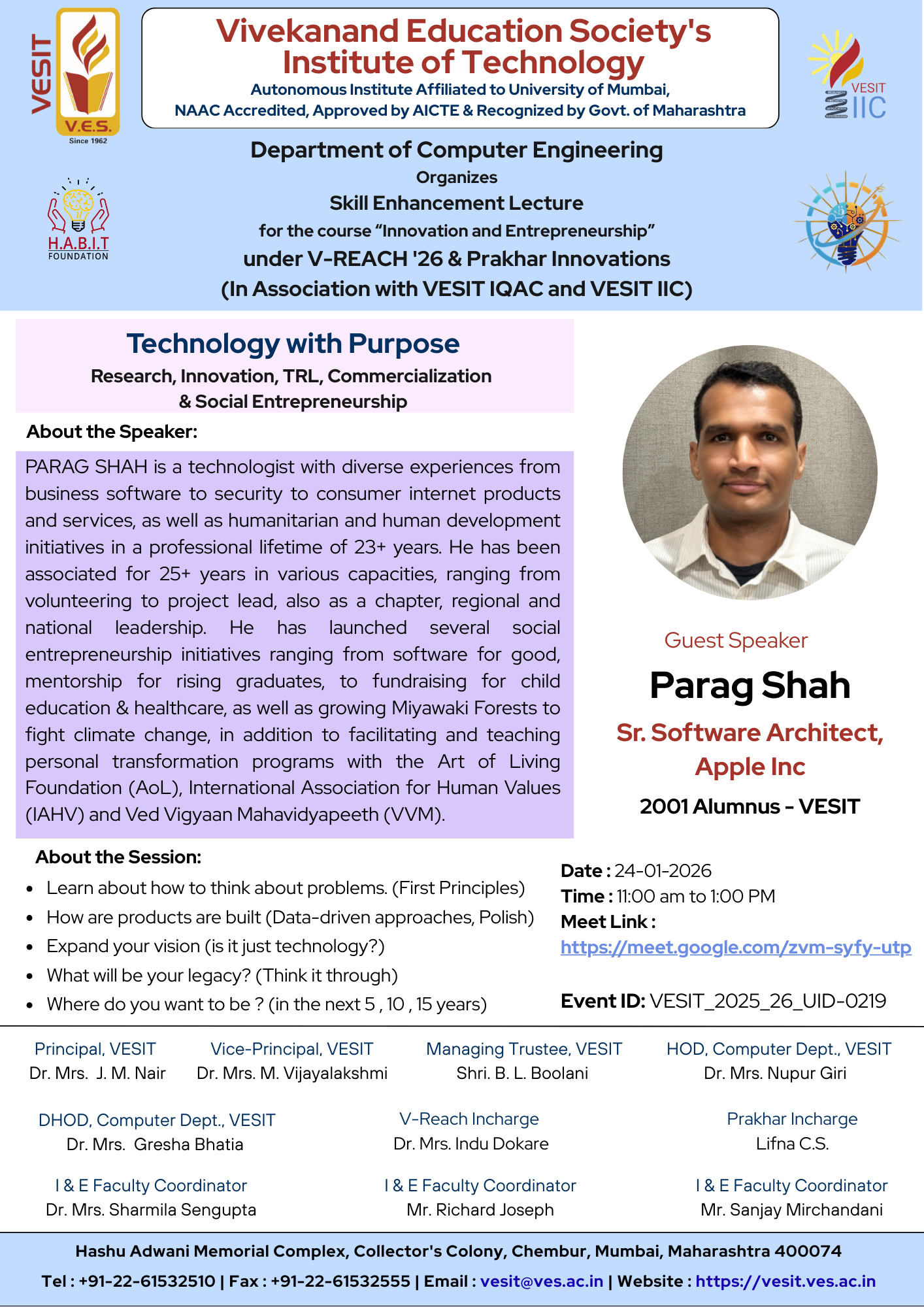 Technology with Purpose: Research, Innovation, TRL, Commercialization & Social Entrepreneurship”, for the course "Innovation and Entrepreneurship