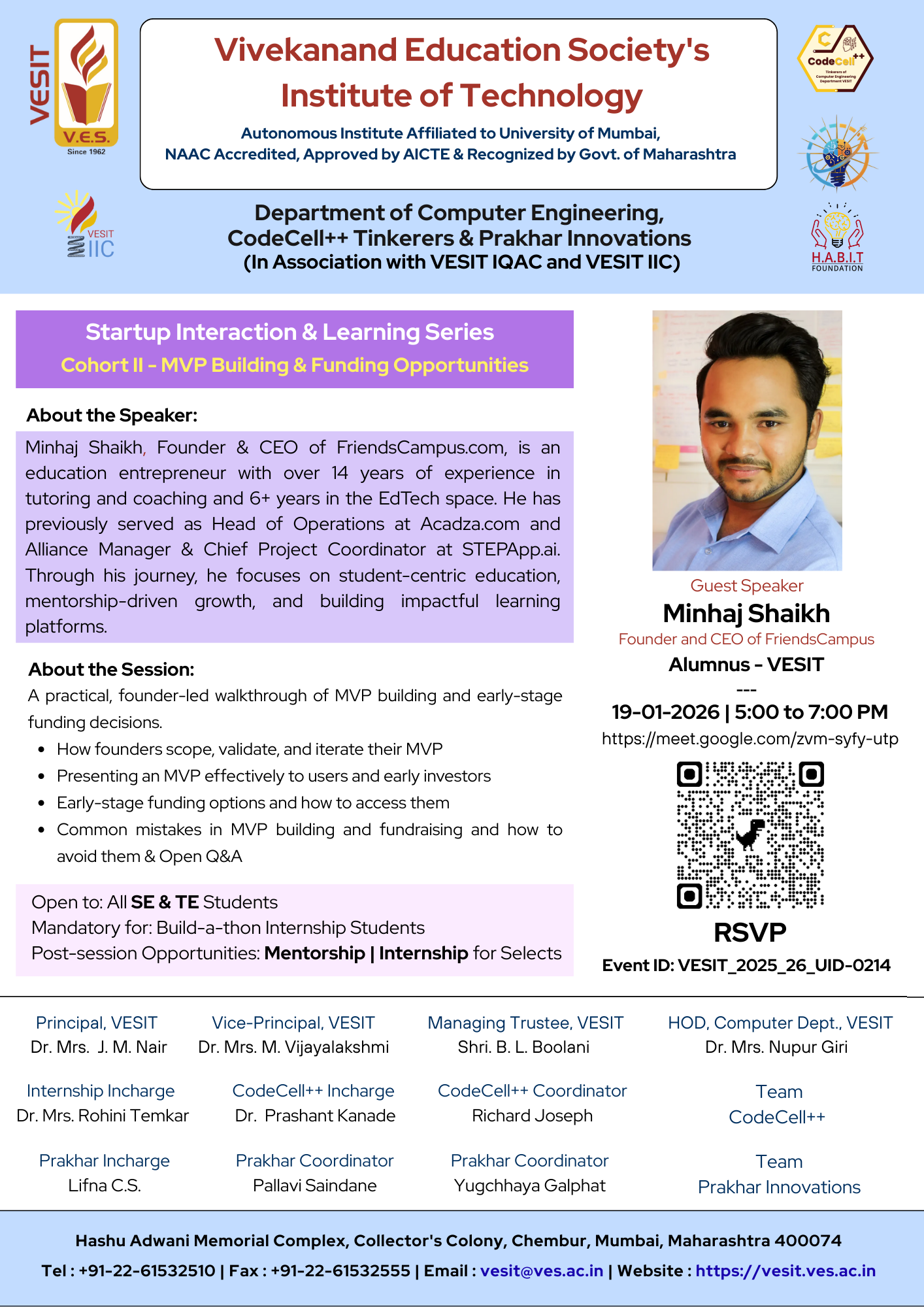 Startup Interaction & Learning Series – Cohort II on MVP Building & Funding Opportunities