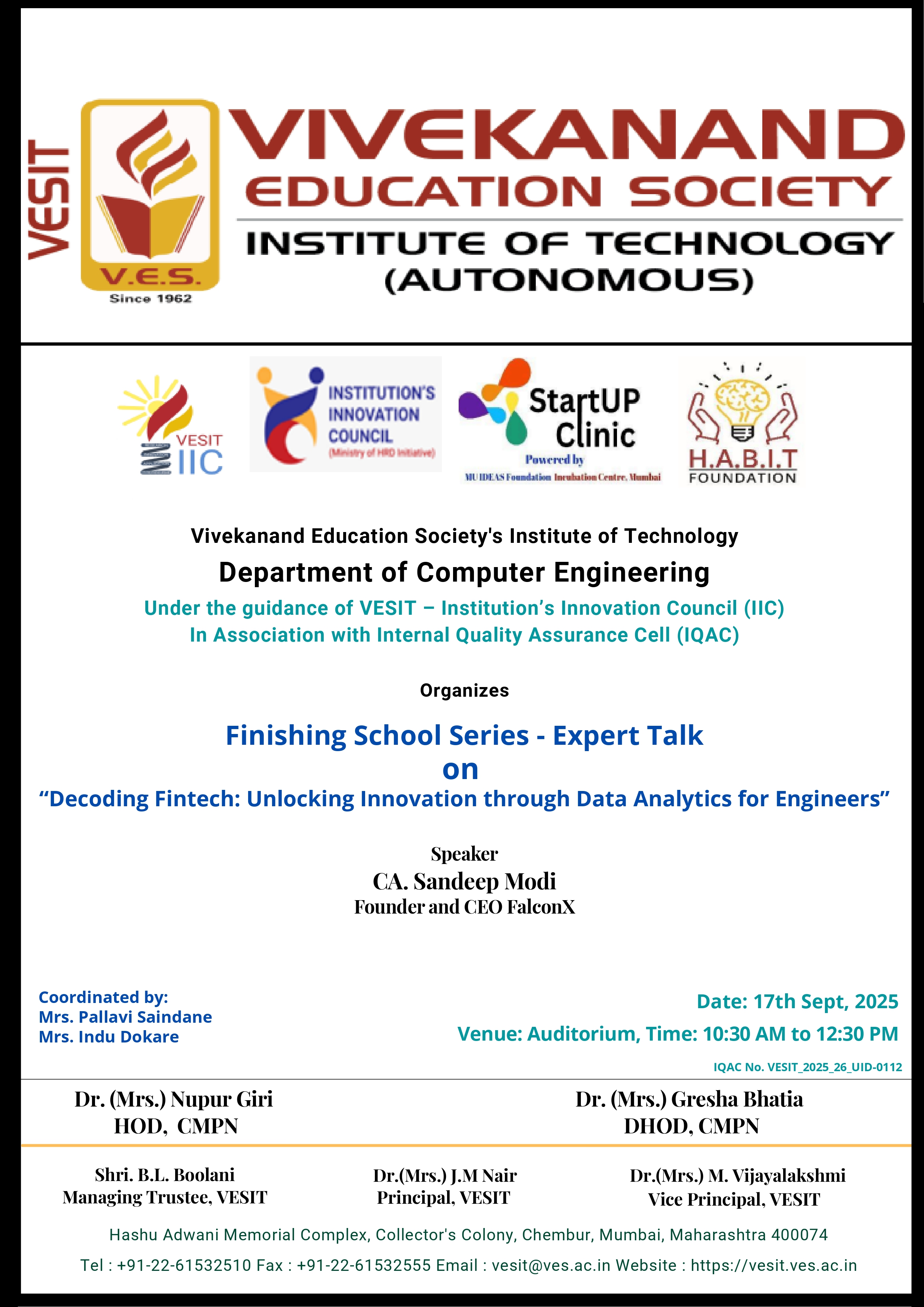 Finishing School Series - Expert Talk on “Decoding Fintech: Unlocking Innovation through Data Analytics for Engineers”