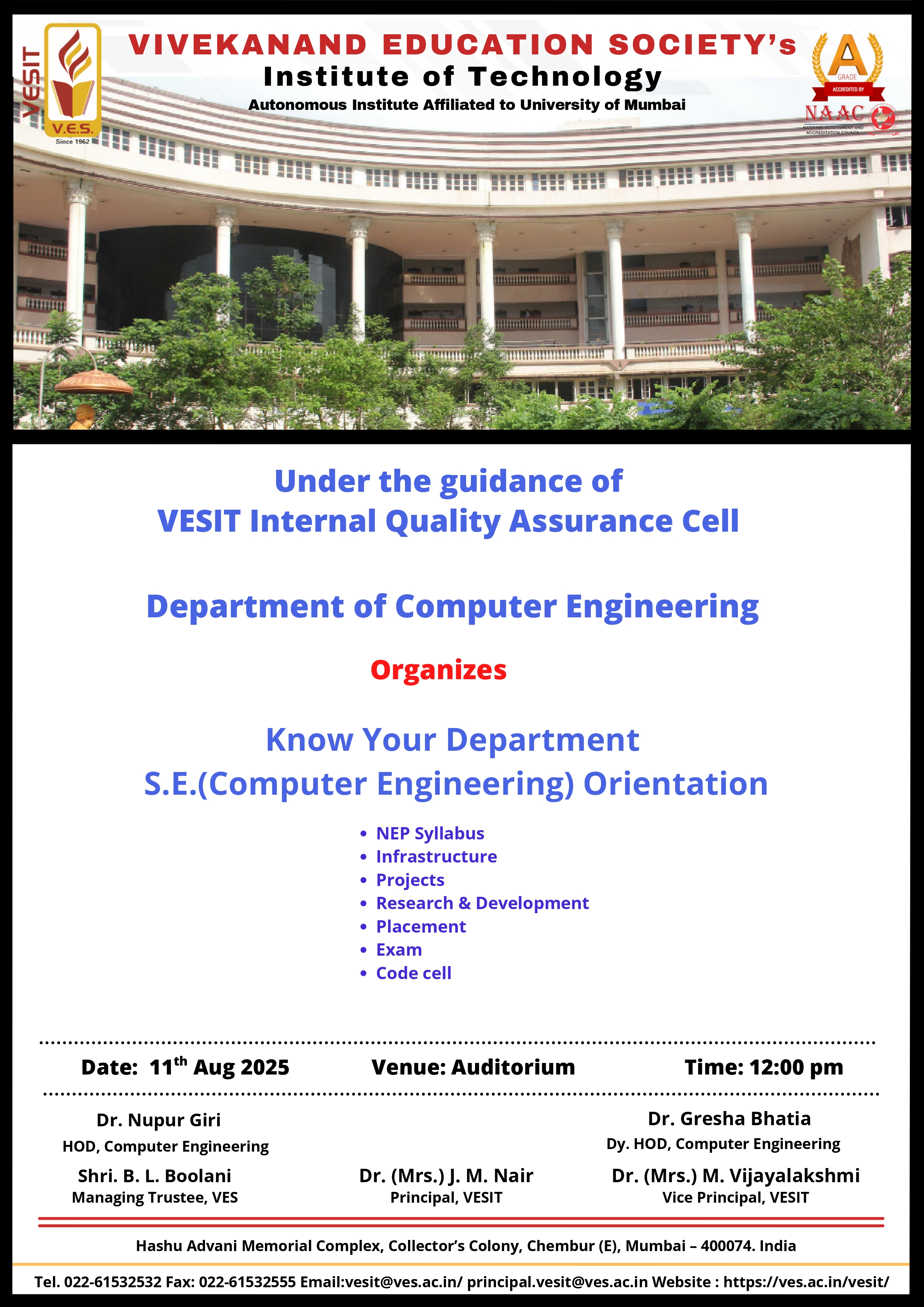 Orientation Programme  "Know Your Department" for S.E. Computer Engineering Students