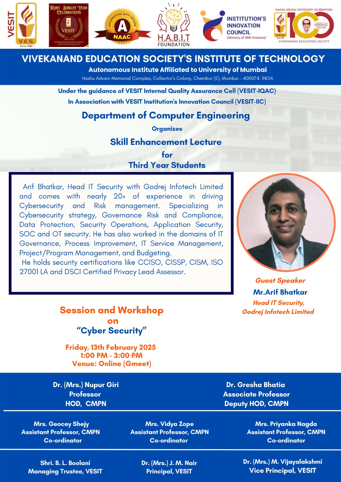 Session and Workshop on "Cyber Security"