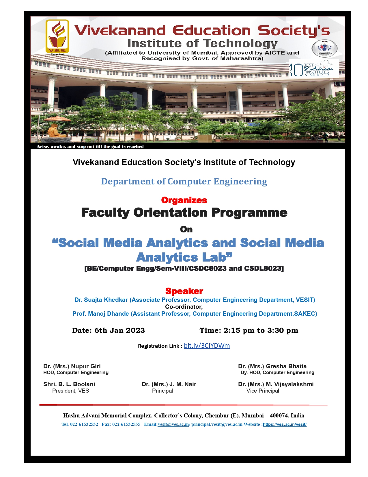 Online Faculty Orientation Program on Social Media Analytics and Social Media Analytics Lab