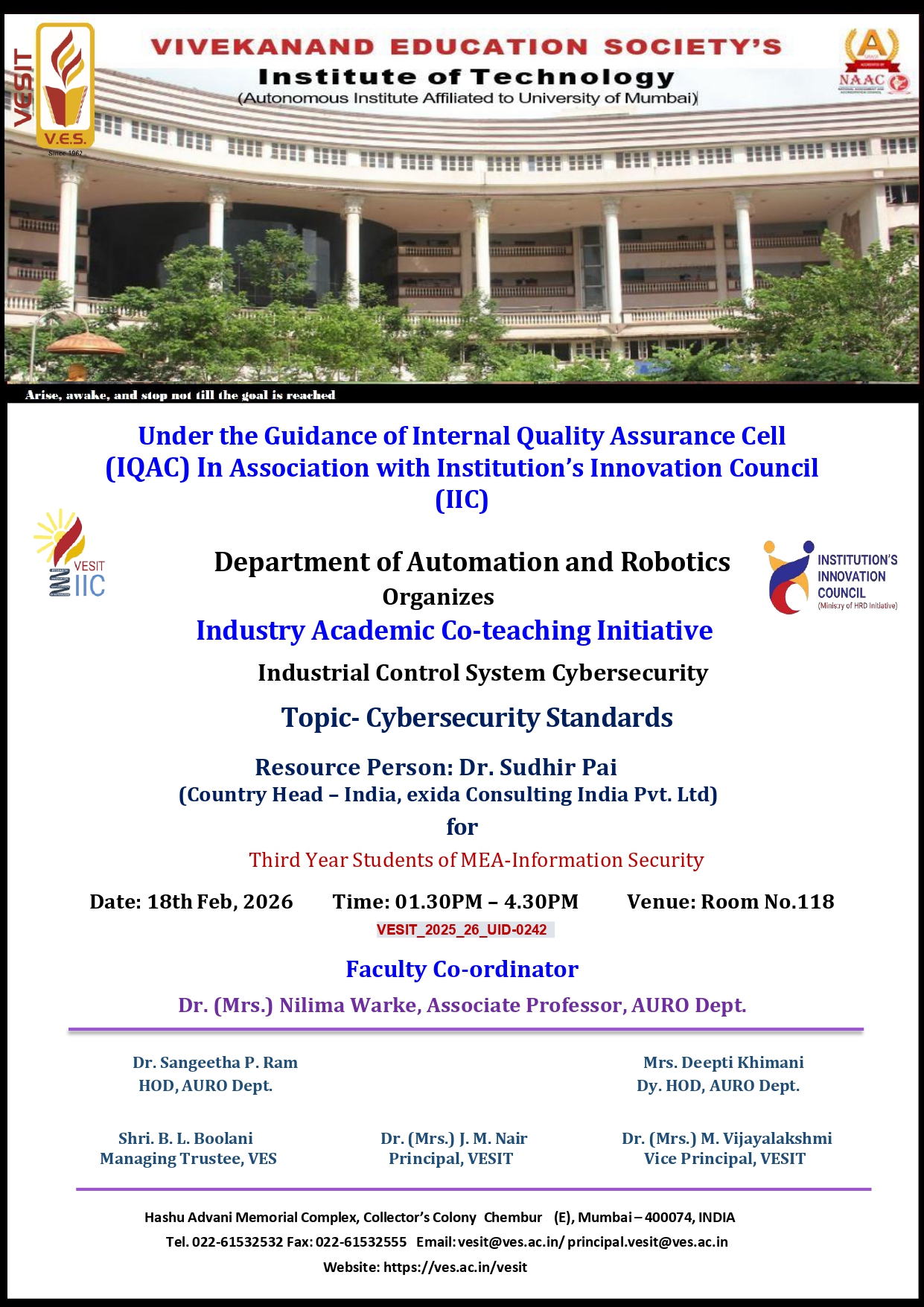 Industry Academic Co-teaching Initiative for MEA-Information Security
