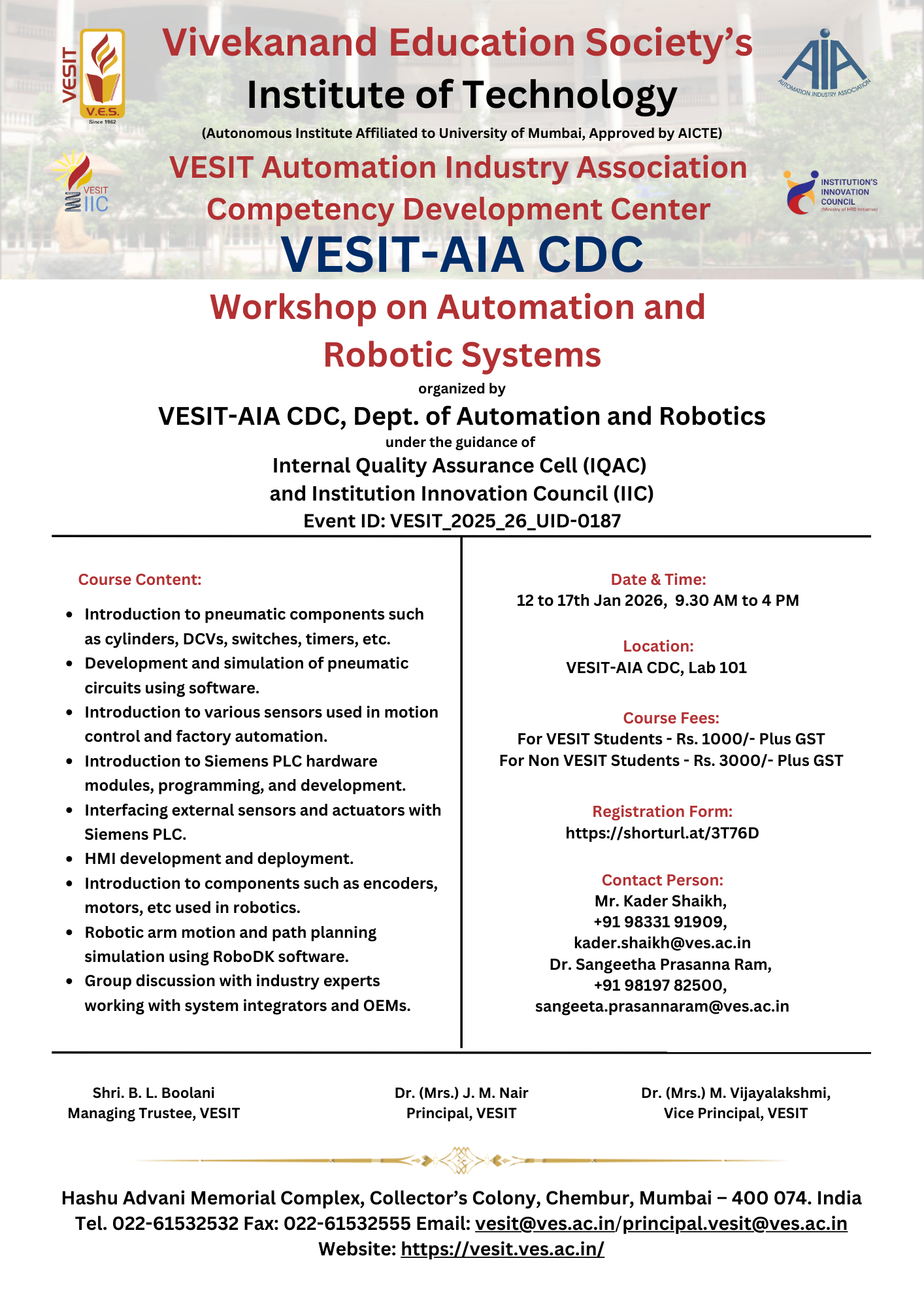 Workshop on Automation & Robotics Systems