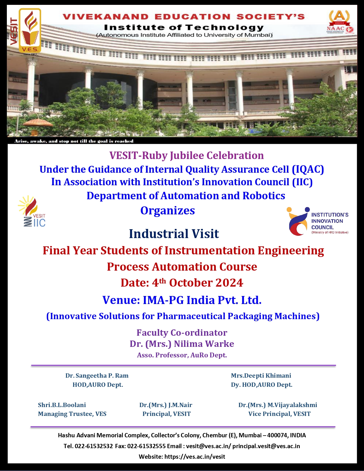 Industrial Visit to IMA-PG India Pvt. Ltd.