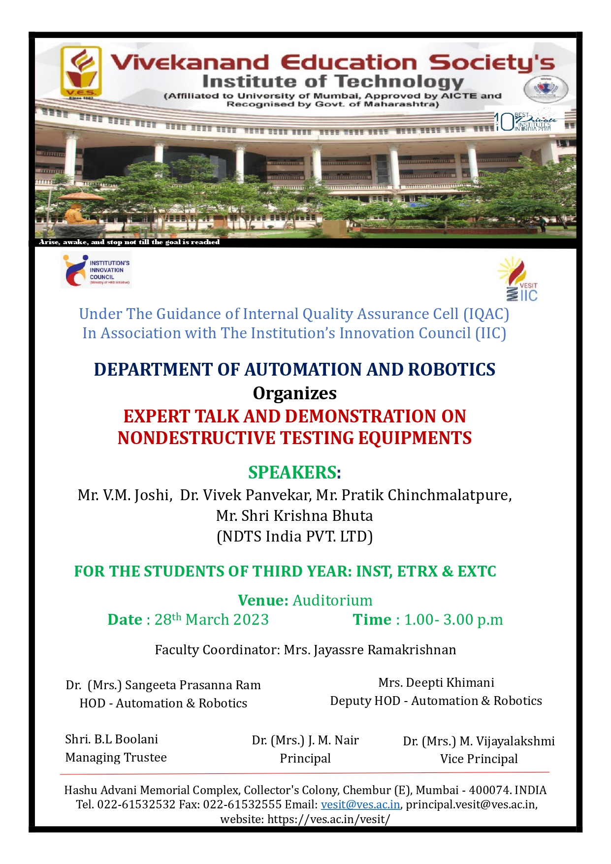 EXPERT TALK AND DEMONSTRATION ON NONDESTRUCTIVE TESTING EQUIPMENTS