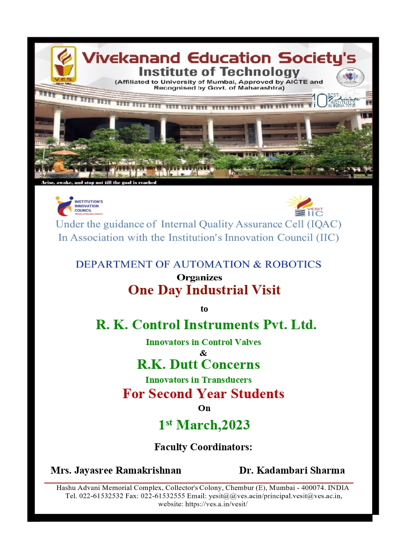 One Day Industrial Visit to R.K. Control Instruments Pvt. Ltd