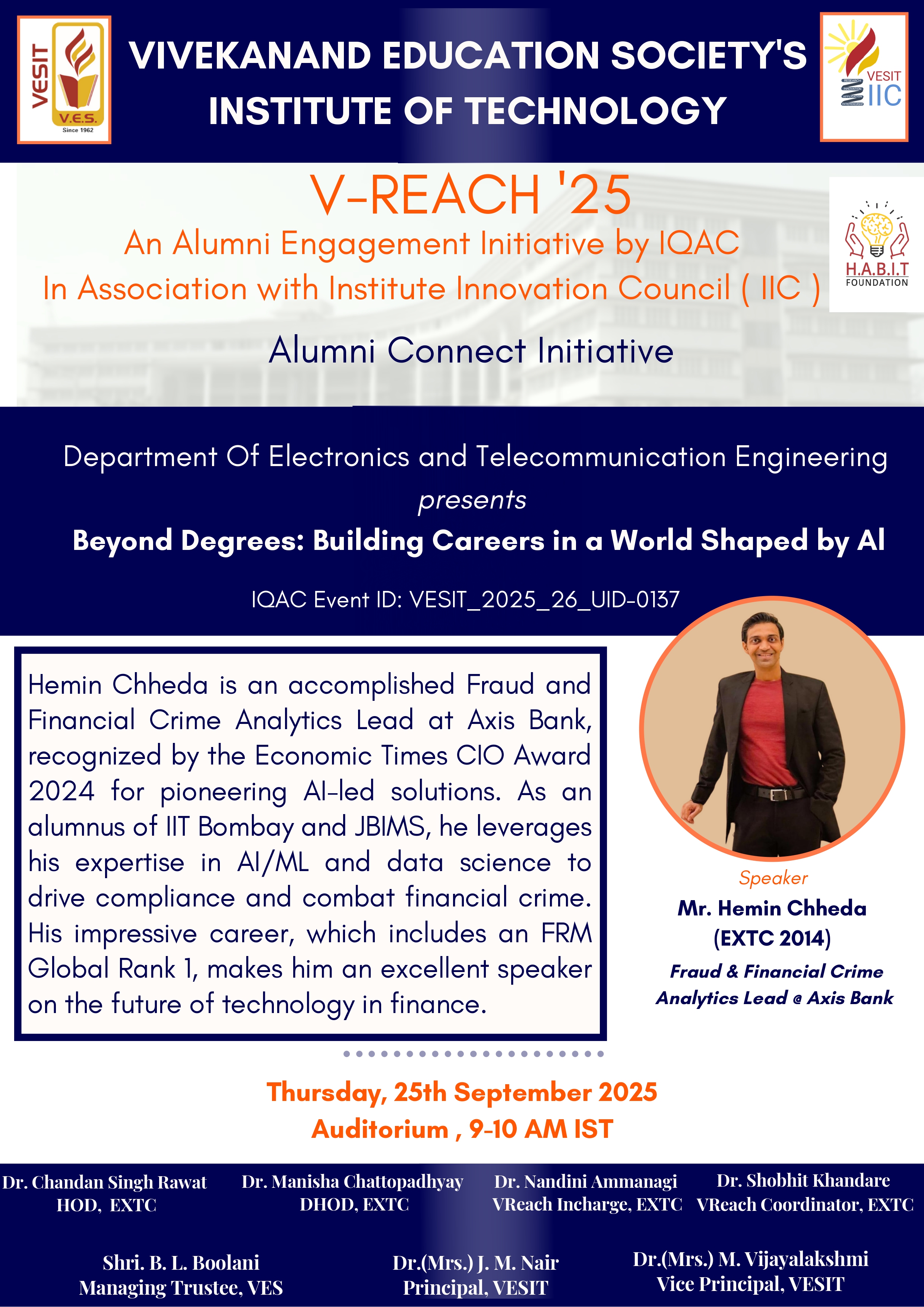 V-REACH'25: EXTC - " Beyond Degrees: Building Careers in a World Shaped by Al "