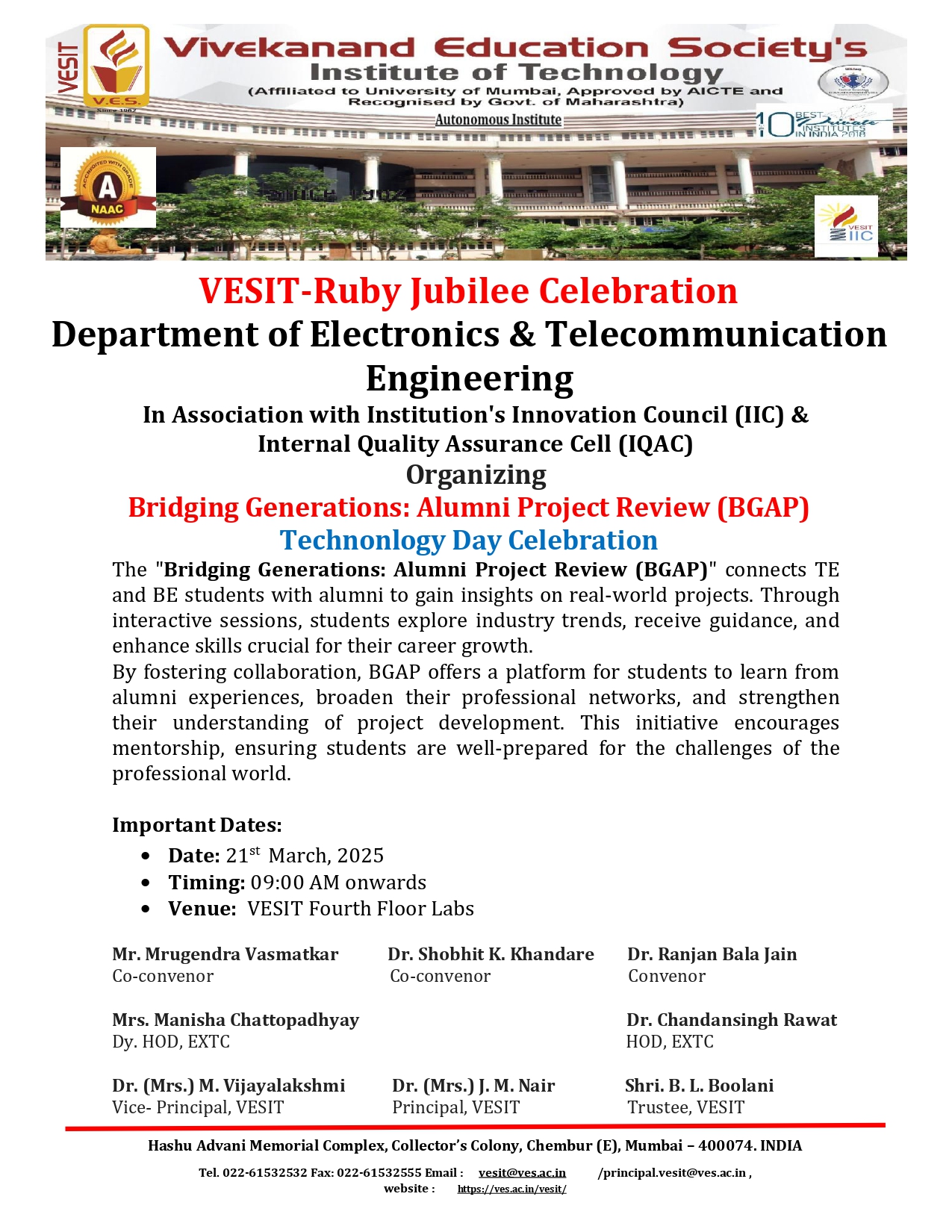 Bridging Generations: Alumni Project Review (BGAP), Technology Day Celebration