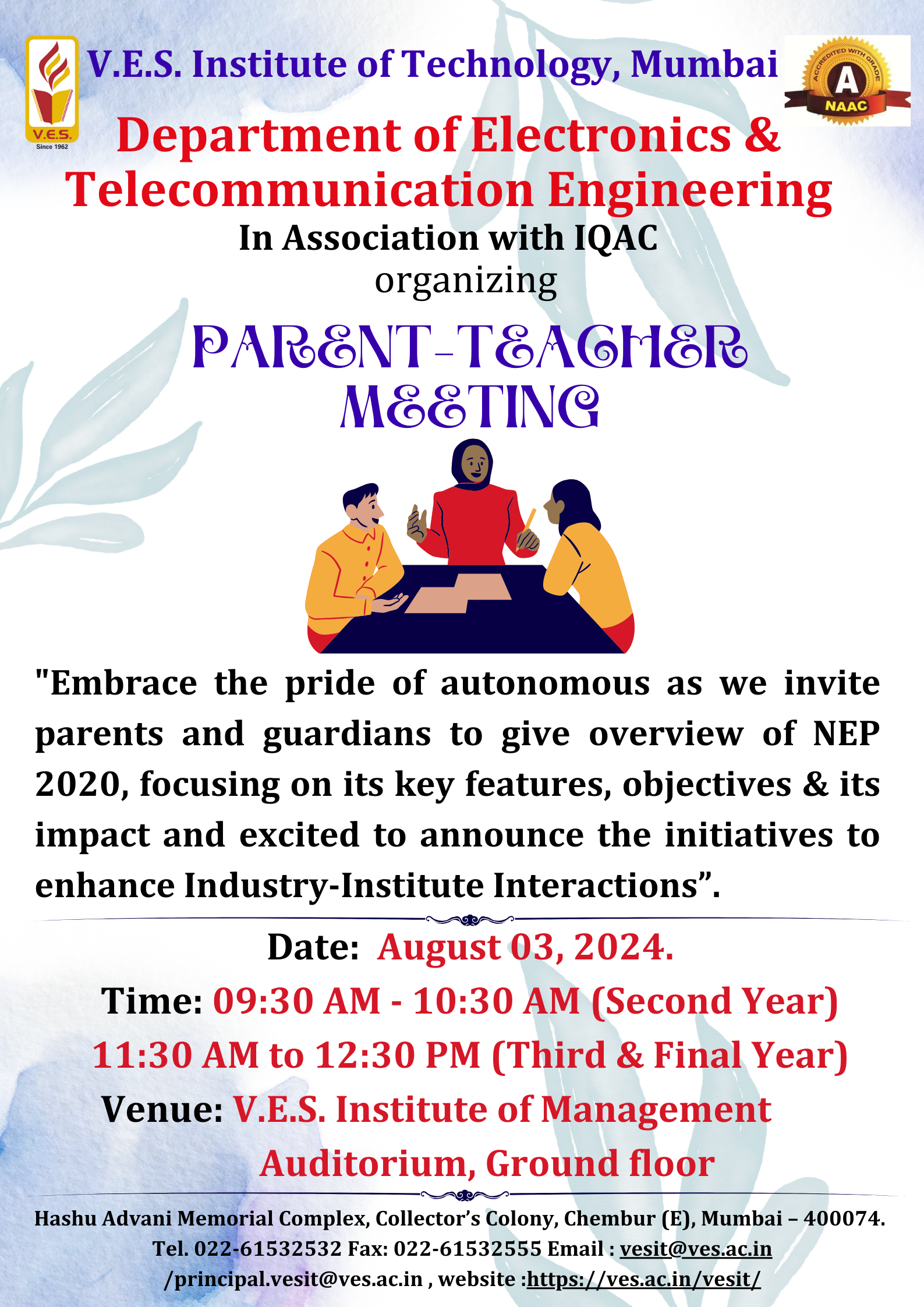 Parent Teacher Meeting of EXTC Department