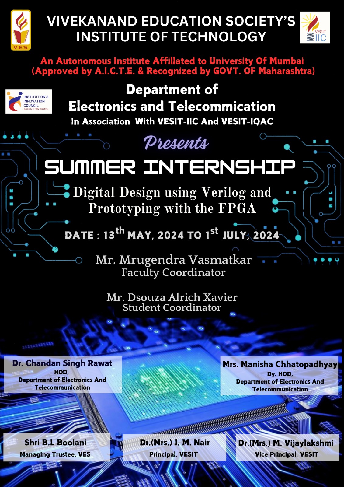 SUMMER INTERNSHIP Digital Design using Verilog and Prototyping with the FPGA
