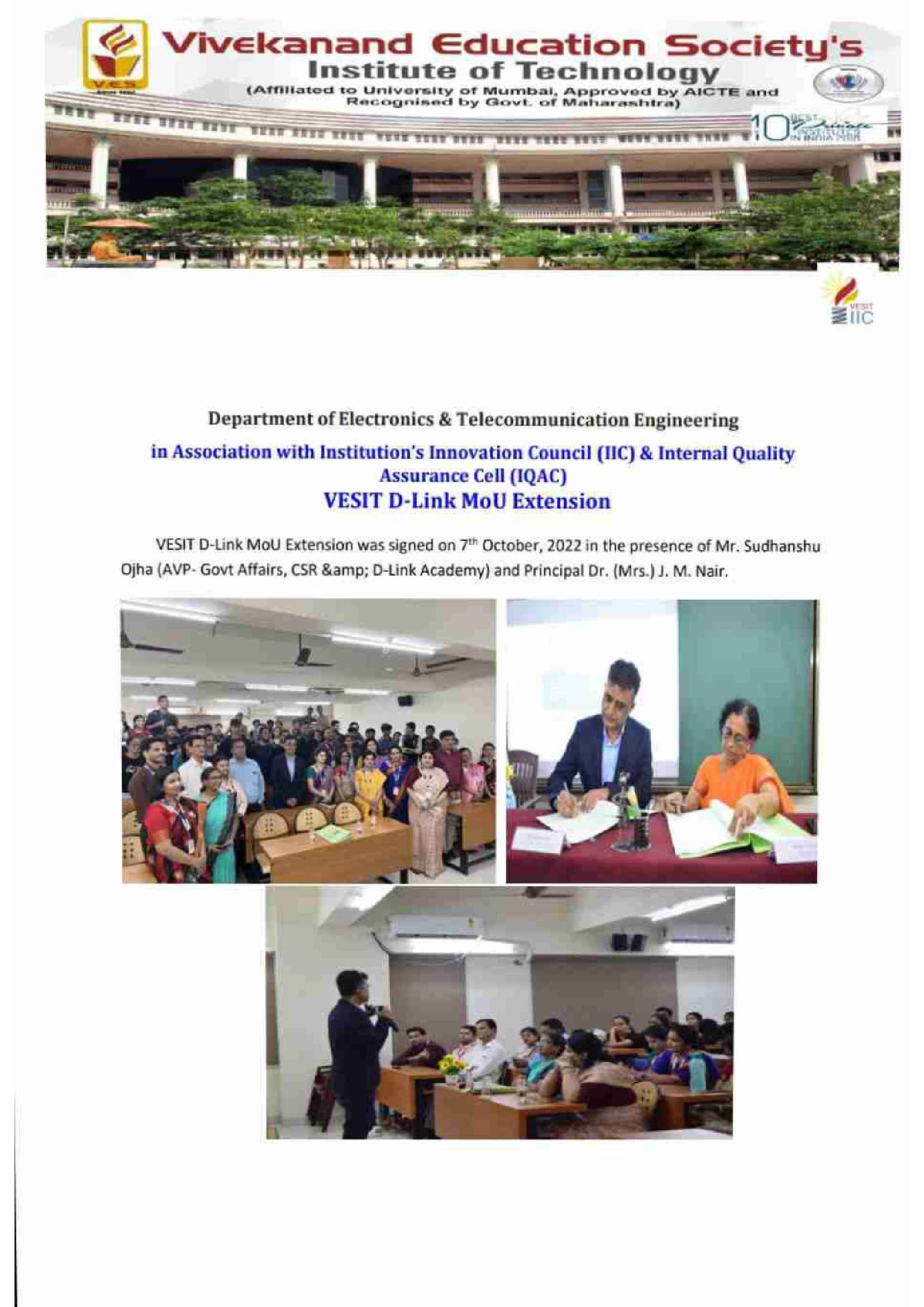 DLink_VESIT MoU Extension program and talk