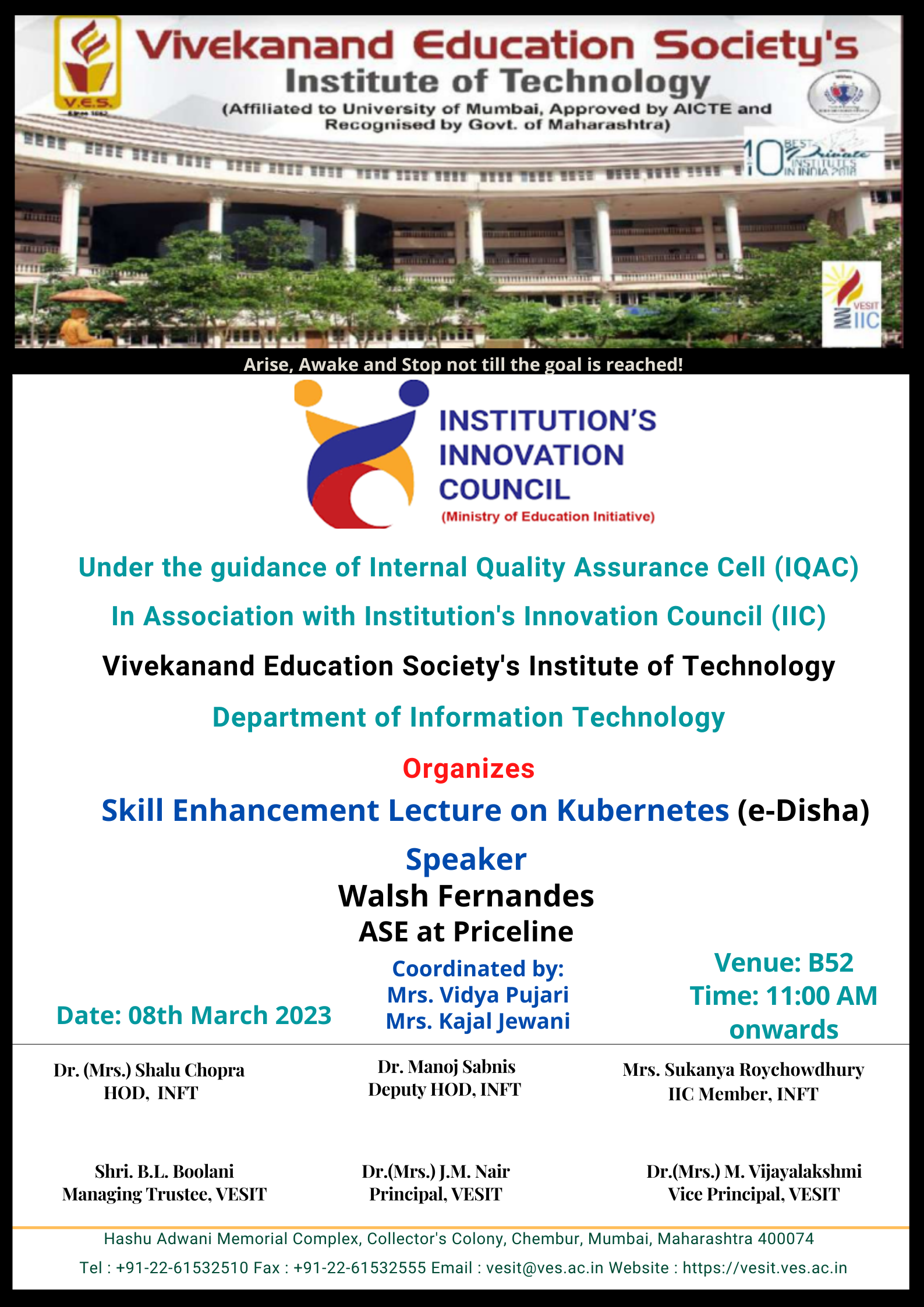 Skill Enhancement Lecture on Kubernetes by Department of Information Technology