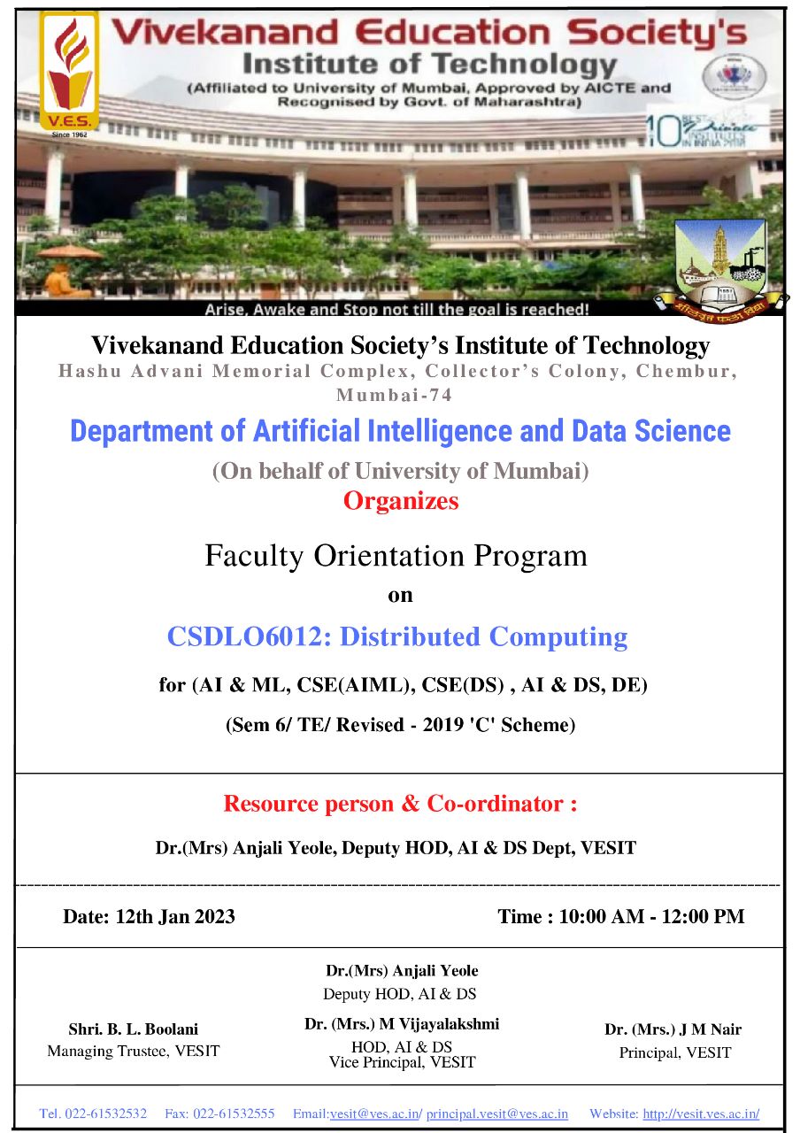 Faculty Orientation Program on CSDLO6012: Distributed Computing