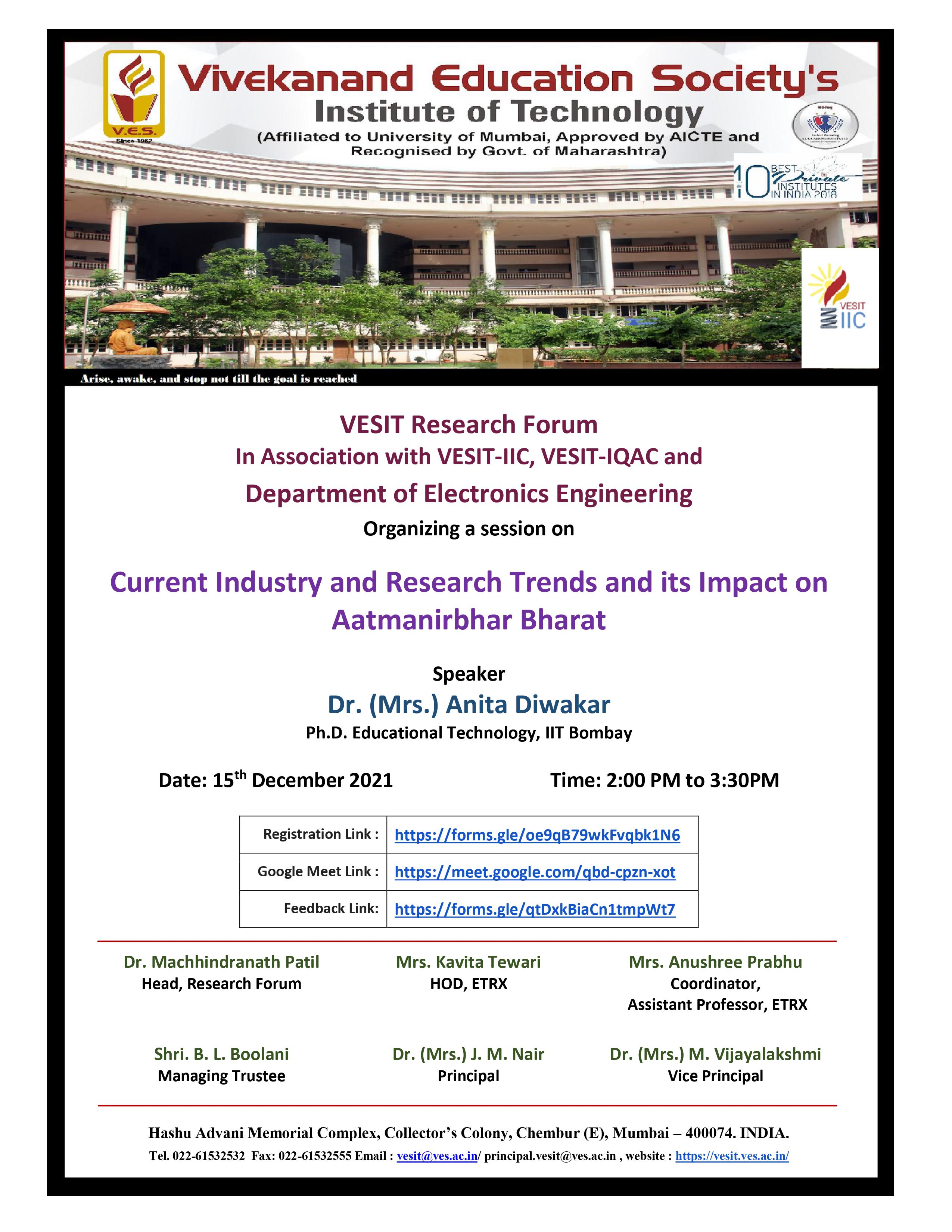 Current Industry and Research Trends and its Impact on Aatmnirbhar Bharat
