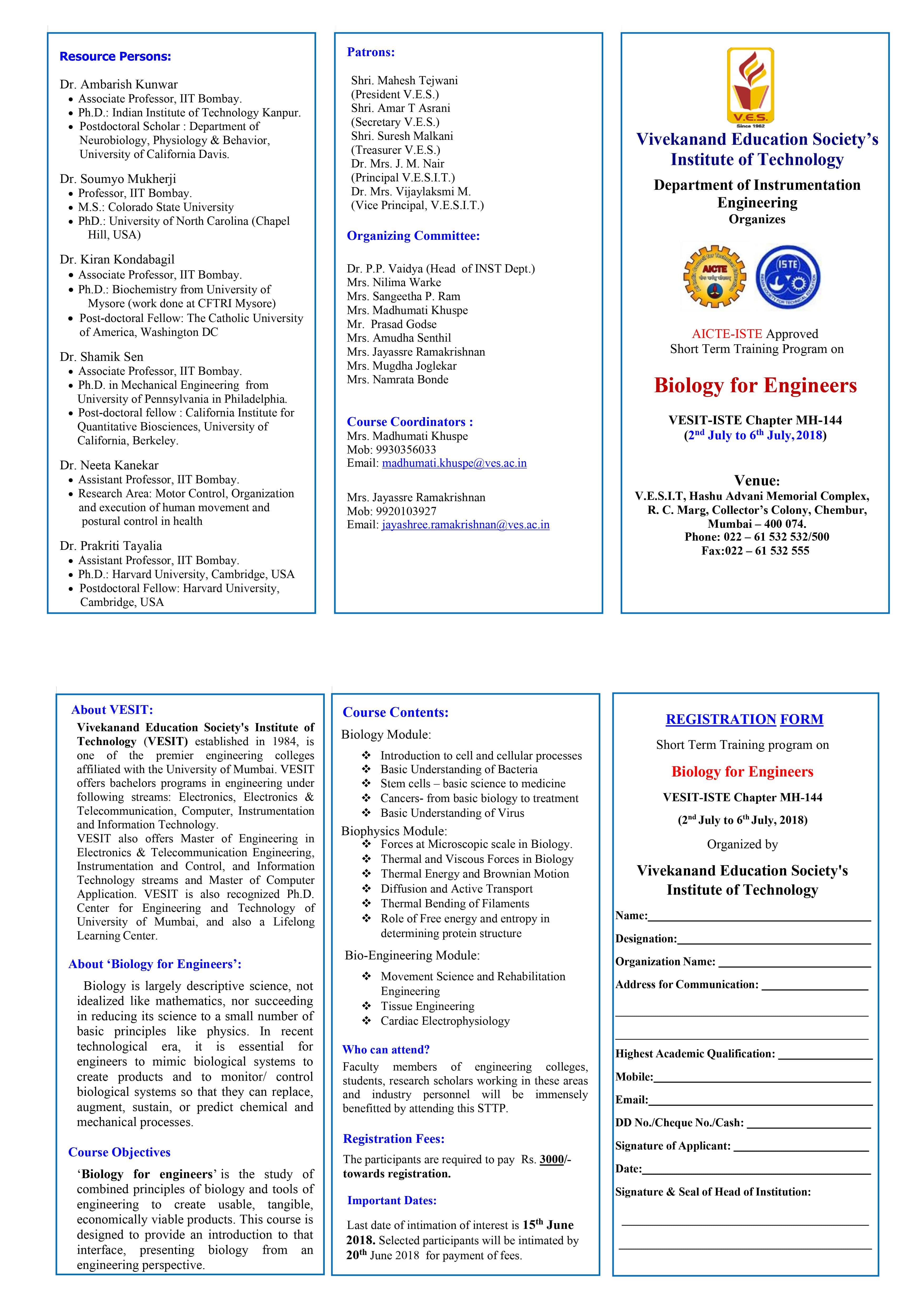 Biology for Engineers sttp- July 2018