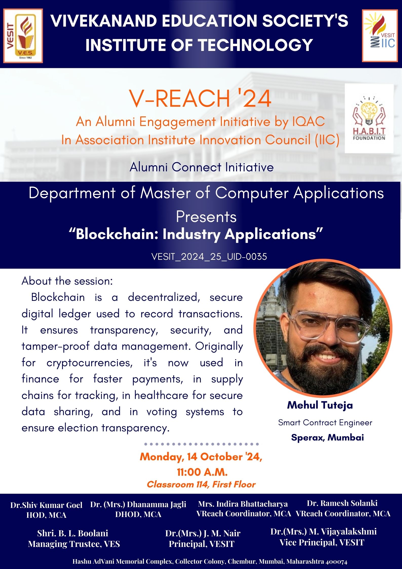V-REACH'24: MCA- " Blockchain: Industry Applications"