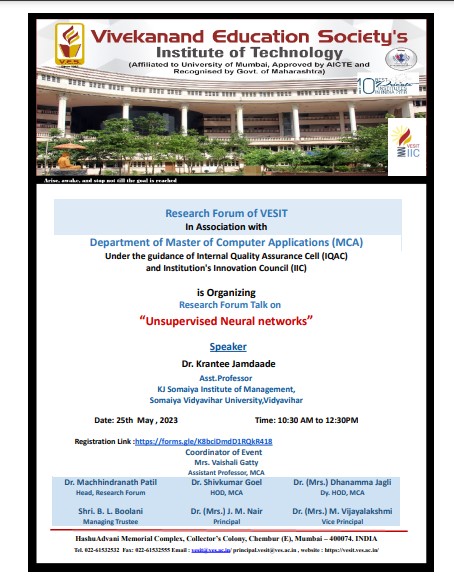 Research Forum Talk on "Unsupervised Neural Networks"