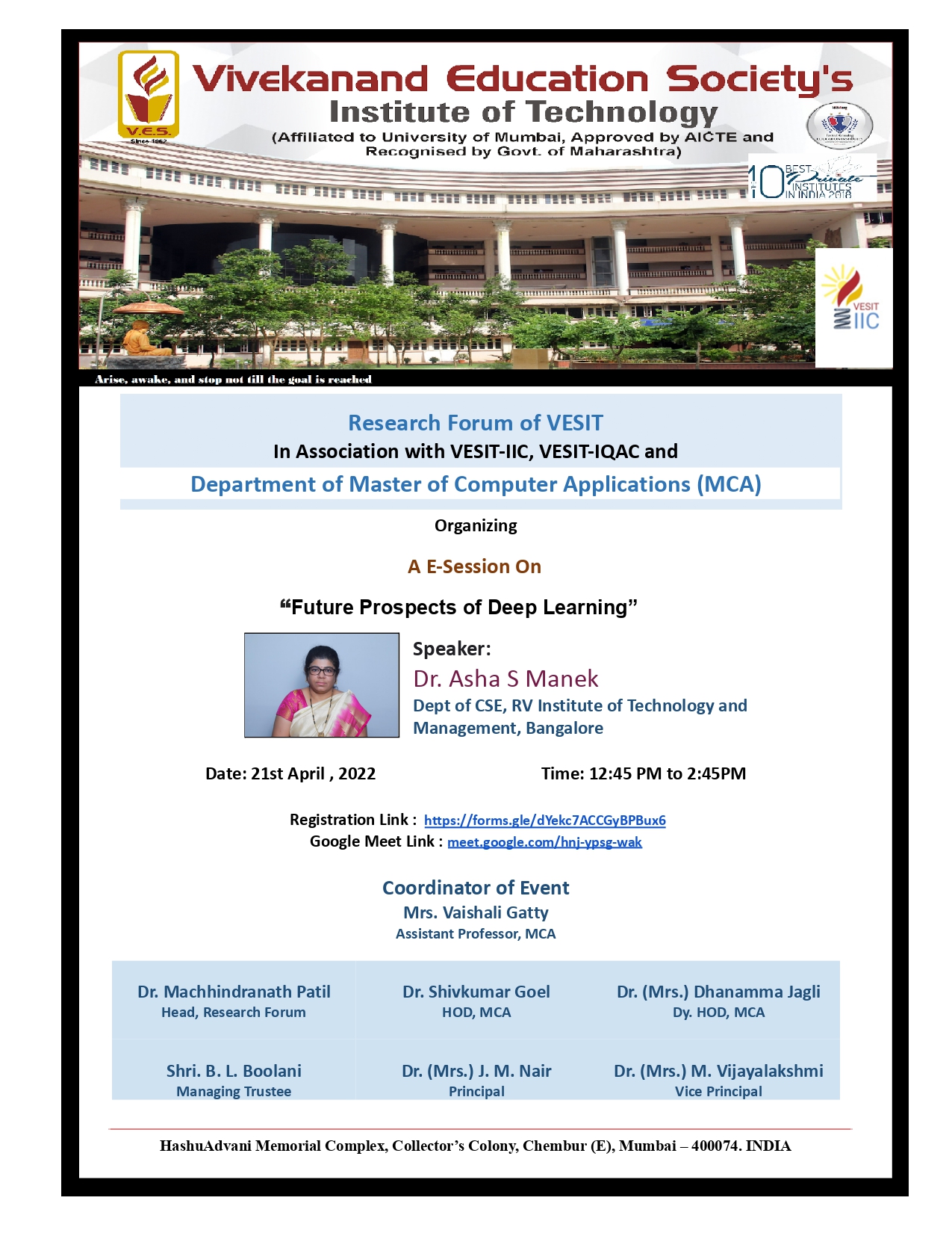 Research Forum Session on “Future Prospects of Deep Learning”