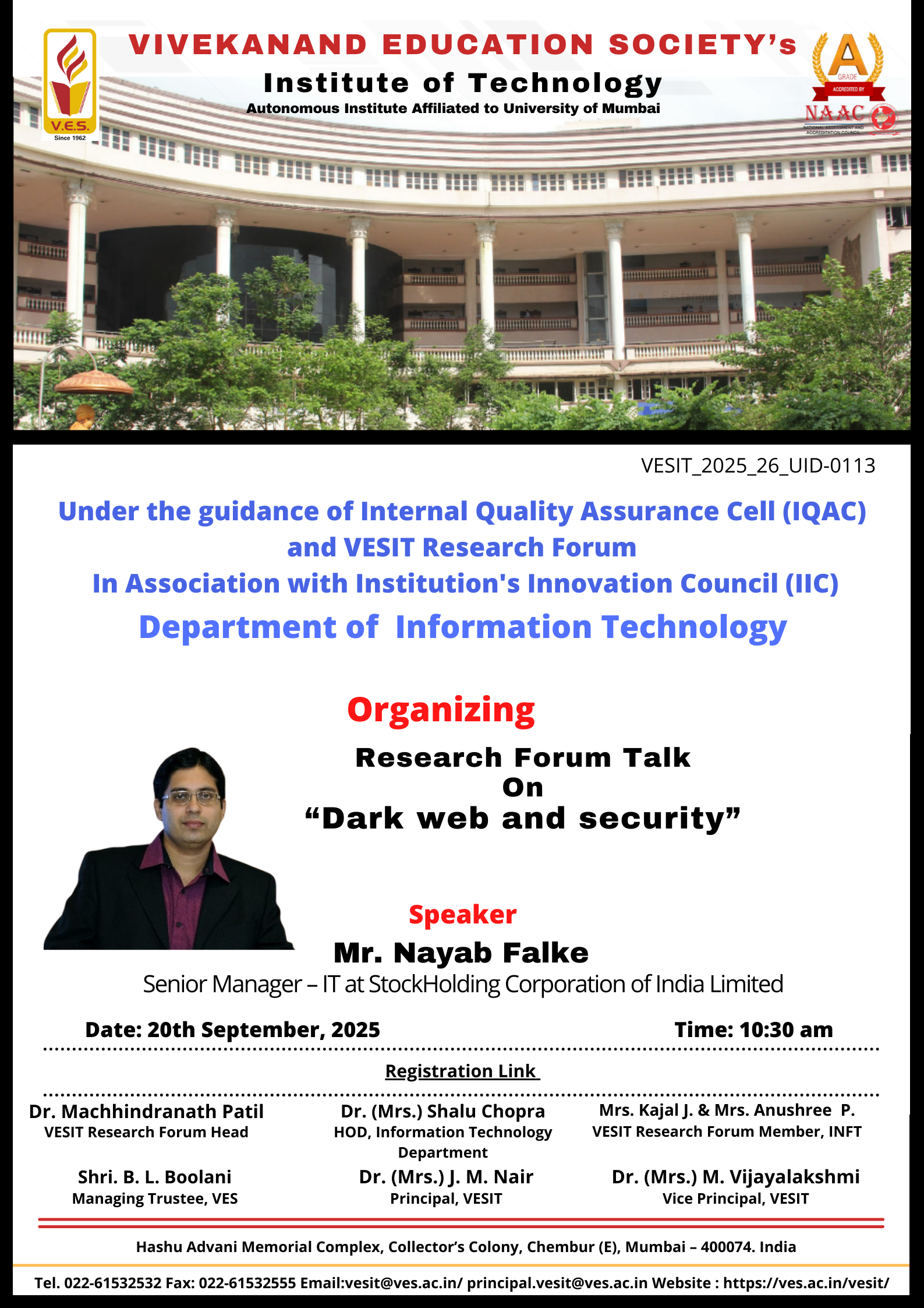 Research Forum Talk Publicity – Dark Web and Security