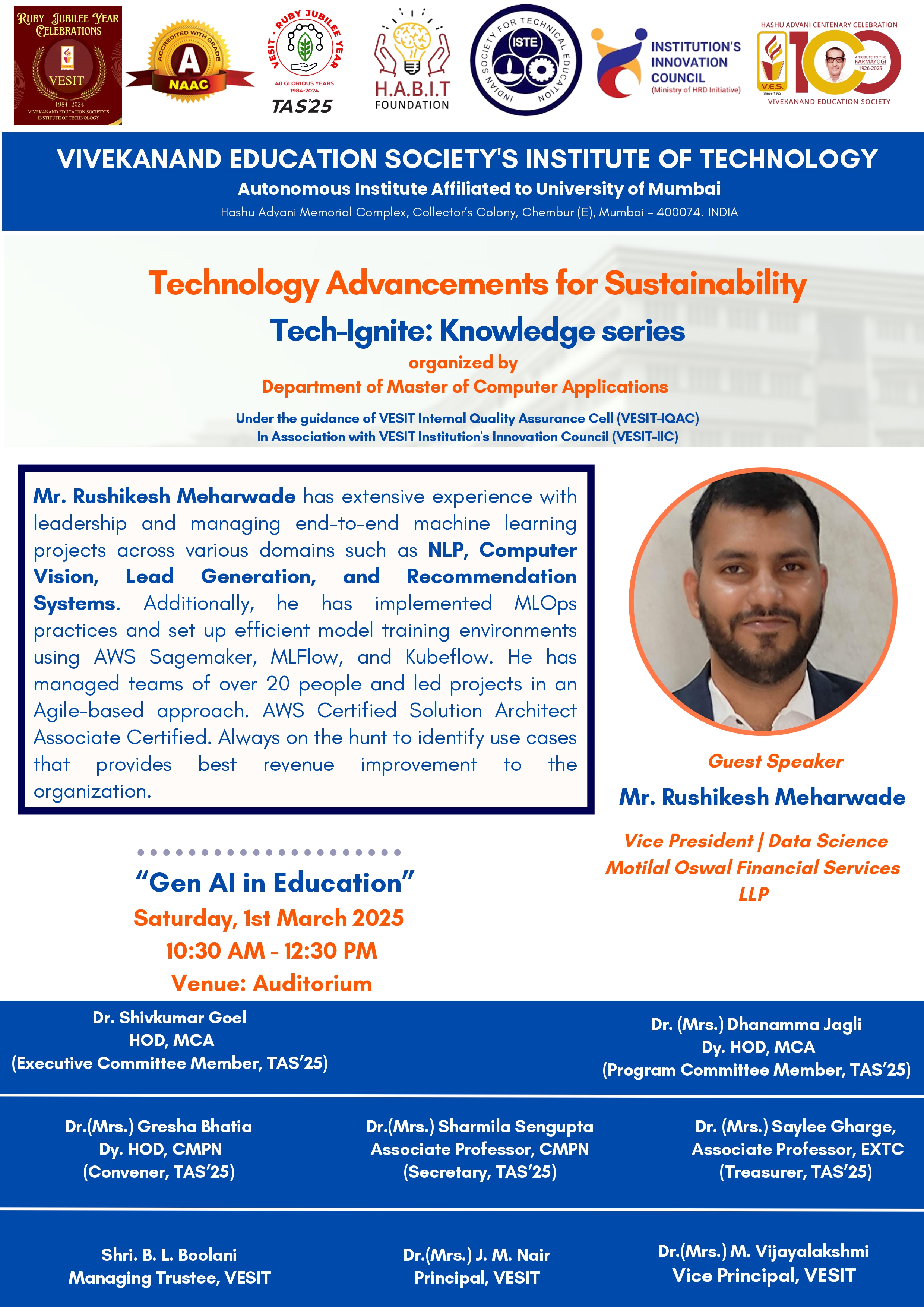 Session on "Gen AI in Education" under Tech-Ignite: Knowledge Series