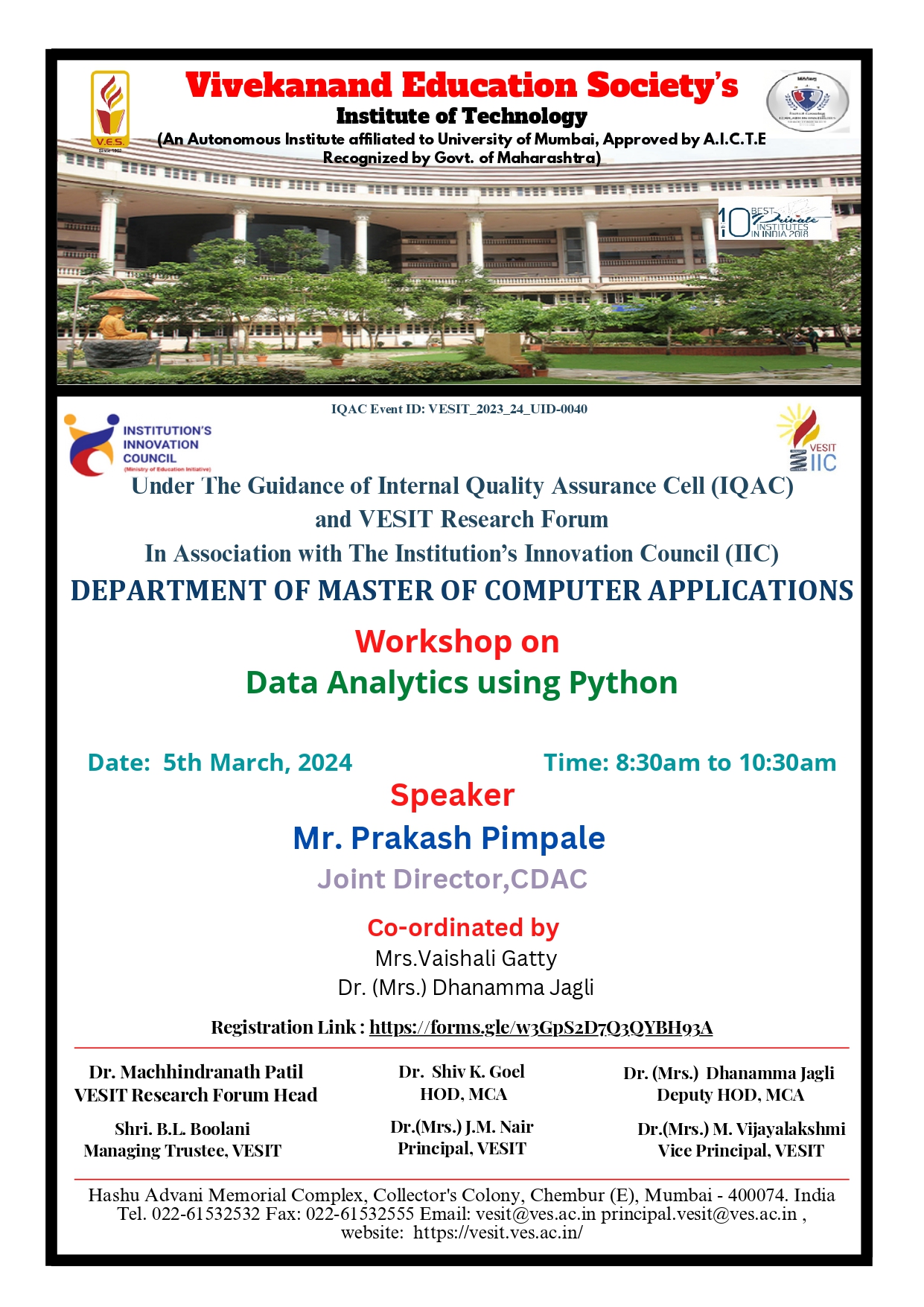Research Forum Workshop (5th March 2024) - "Data Analytics using Python"