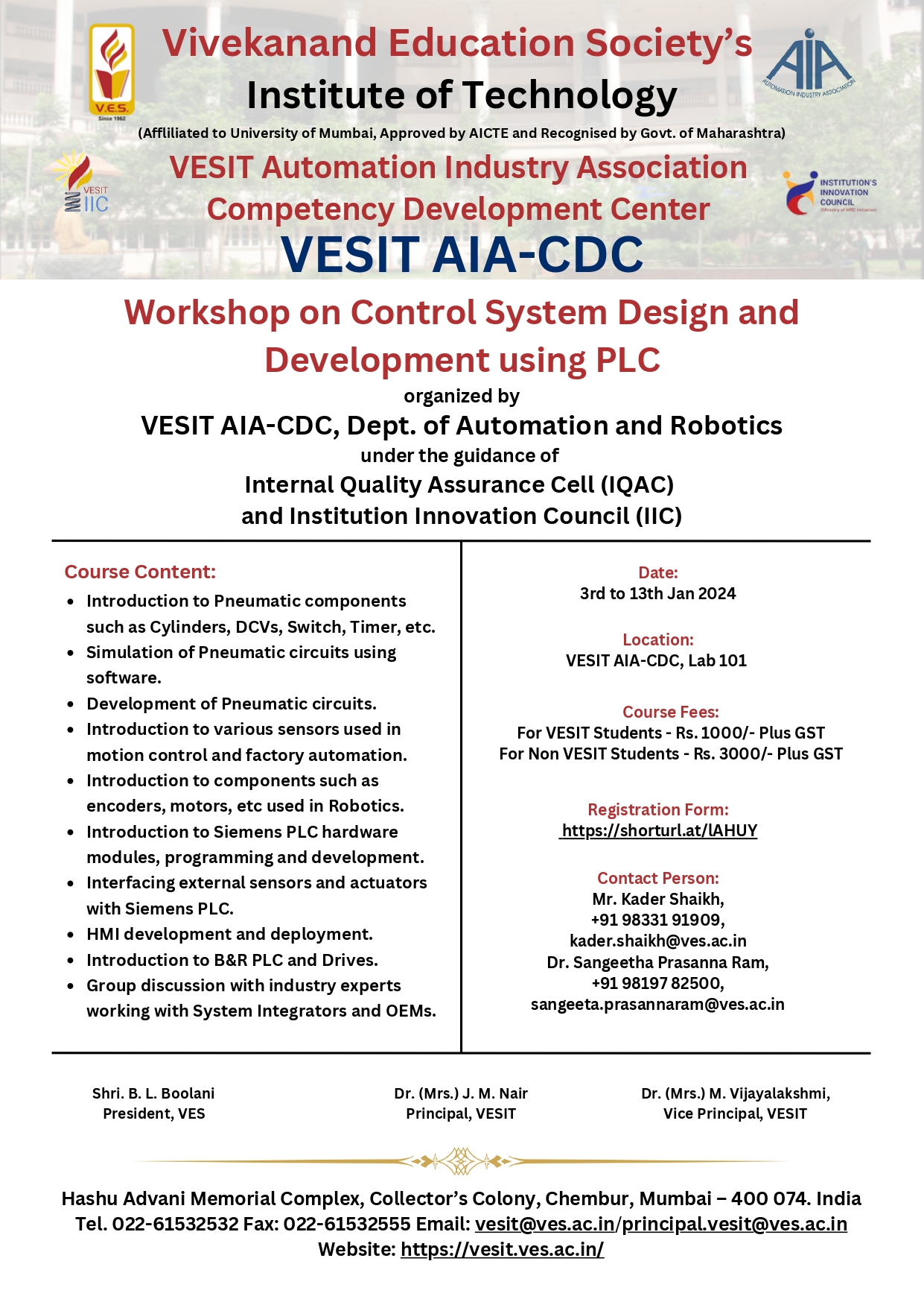VESIT AIA -CDC workshop