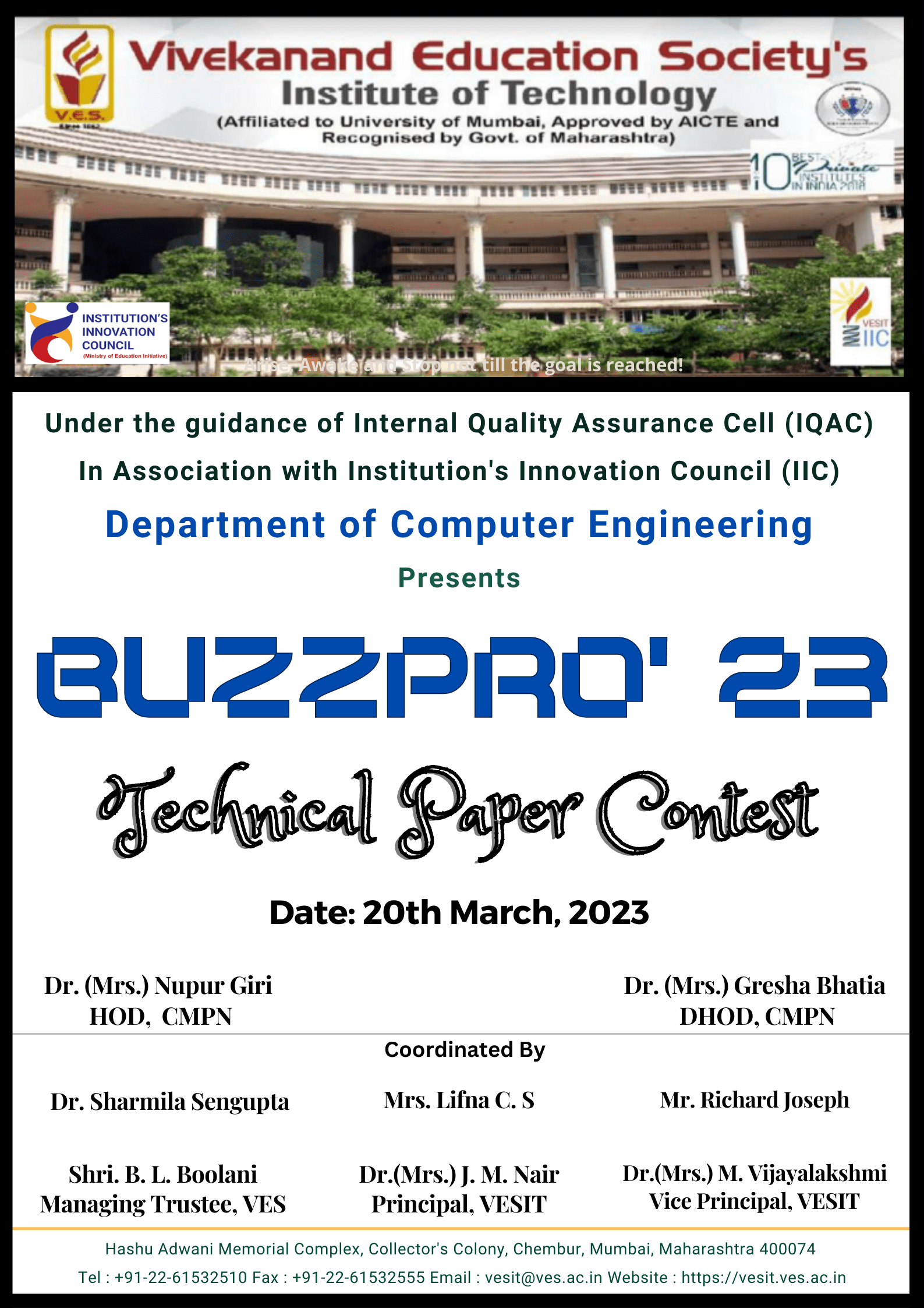 Buzzpro'23 Technical Paper presentation Competition organized by Computer Engineering Department