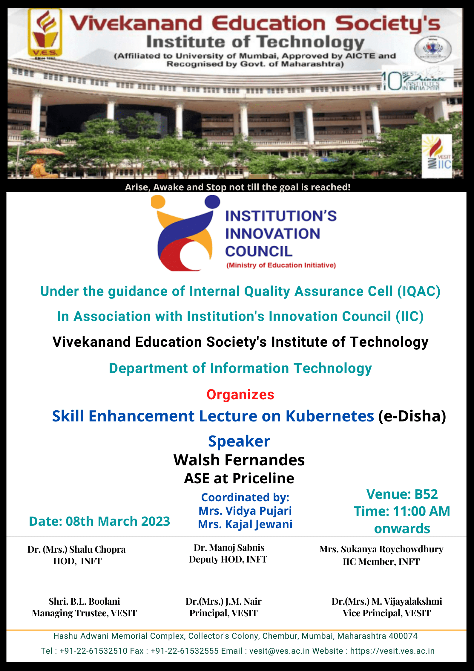 Skill Enhancement Lecture on Kubernetes by Department of Information Technology