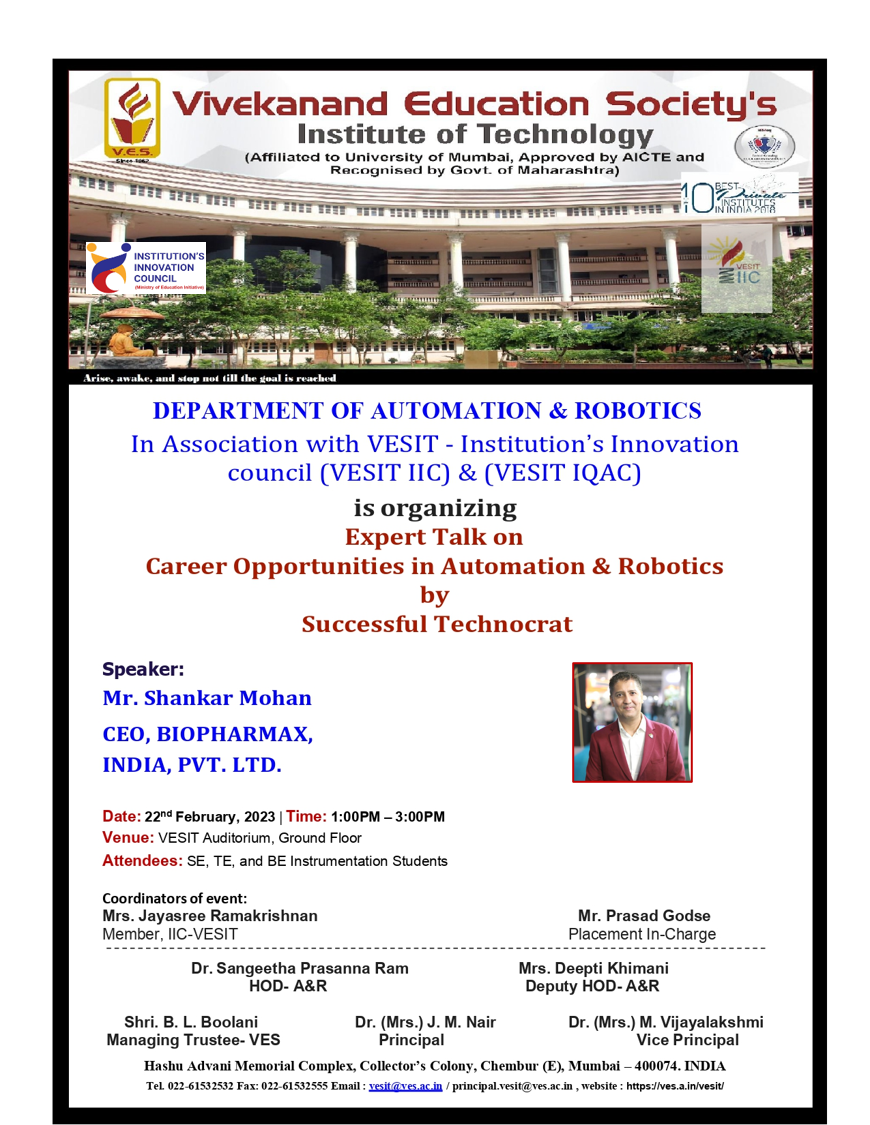 Expert talk on Carrier Opportunities in Automation &amp; Robotics by Successful Technocrat Event