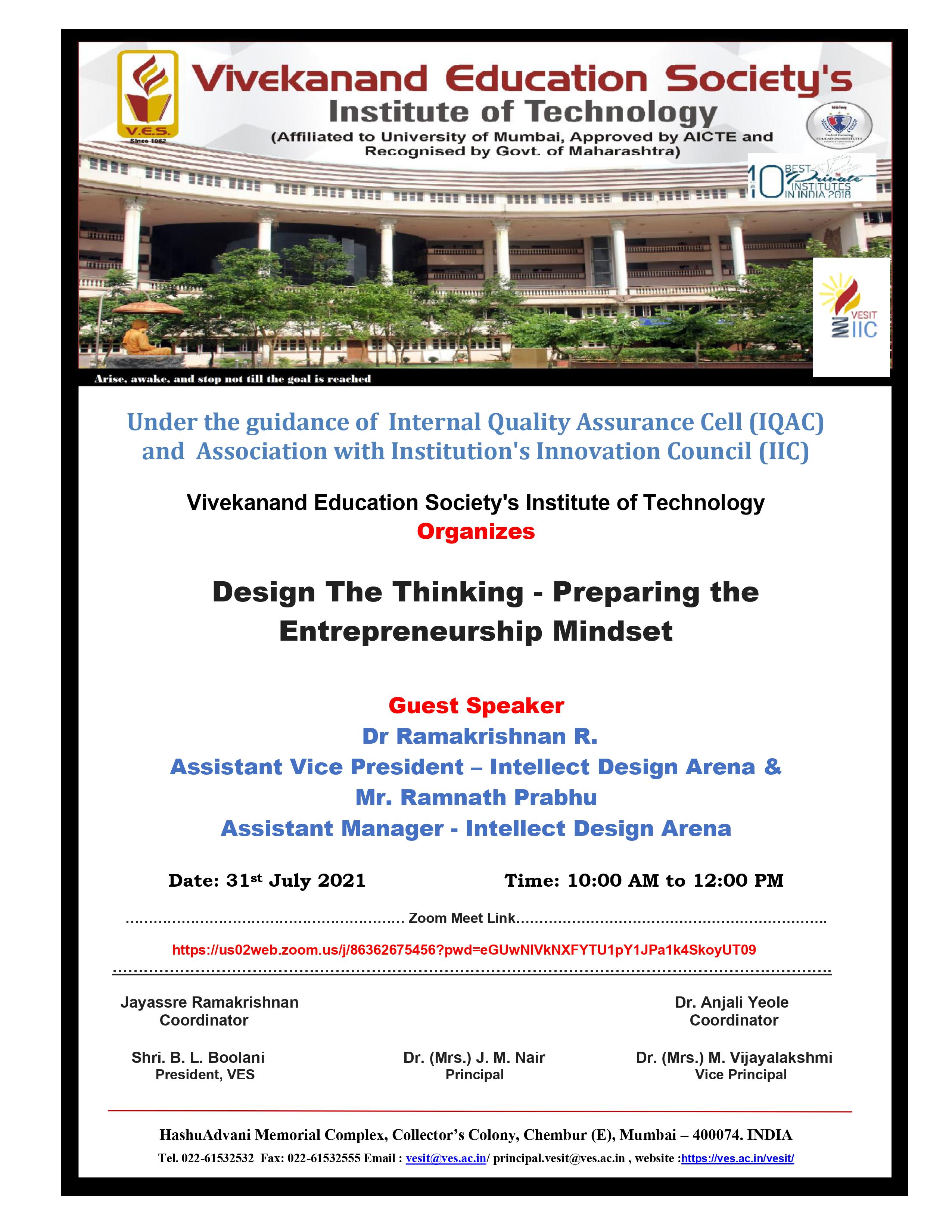 VESIT IIC event on Design Thinking