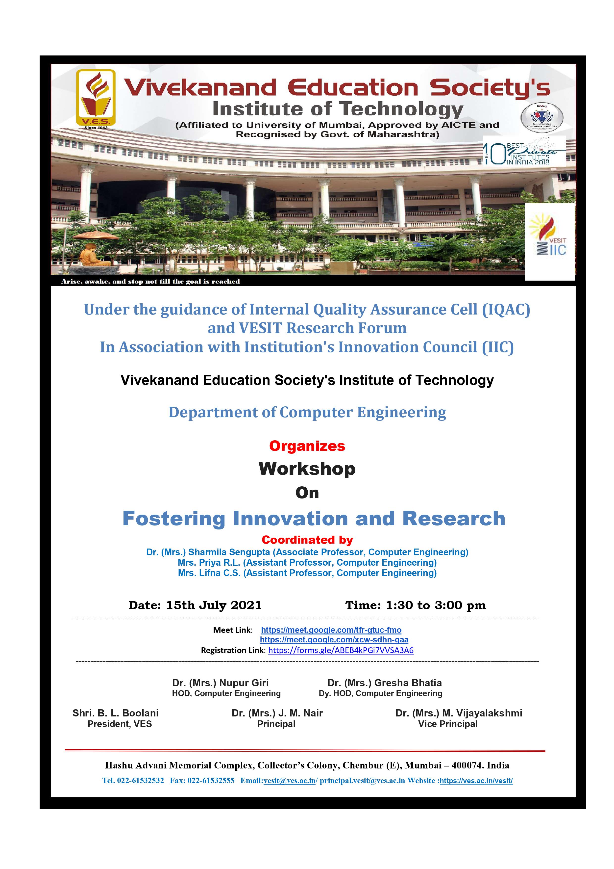 Workshop on Fostering Innovation &amp; Research