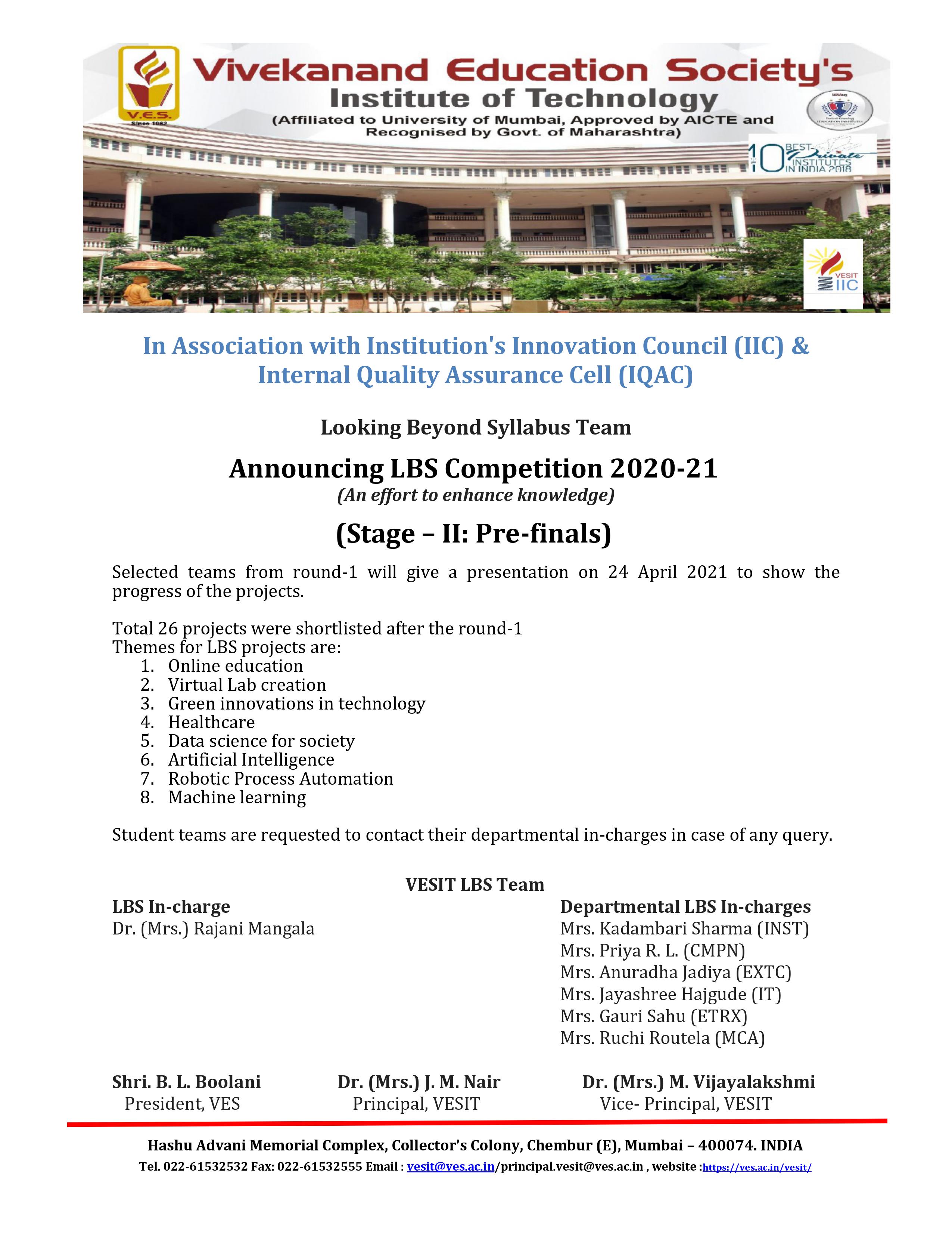 LBS 2020-21 Round - II (Pre-final) leaflet
