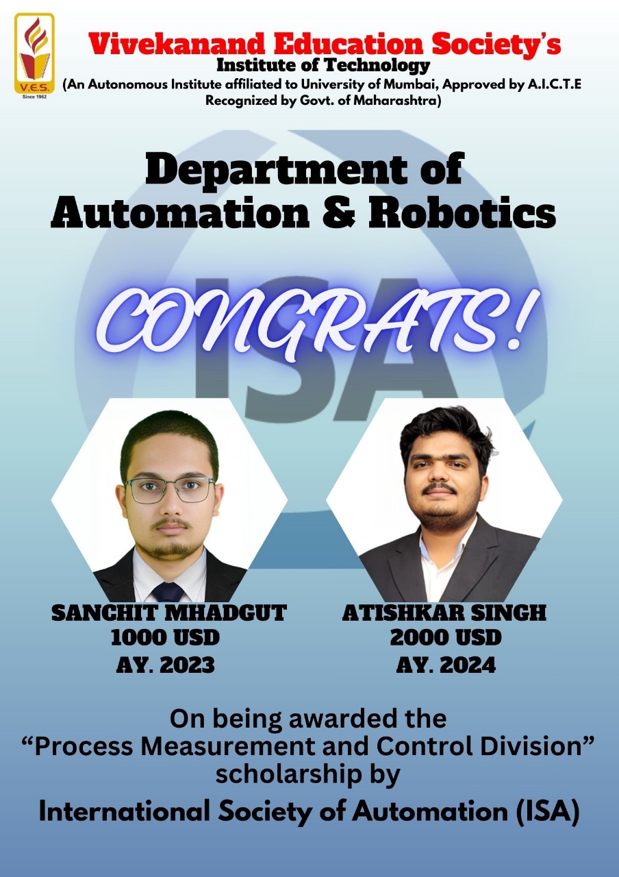 CONGRATS! Students scholarship by International Society of Automation (ISA)