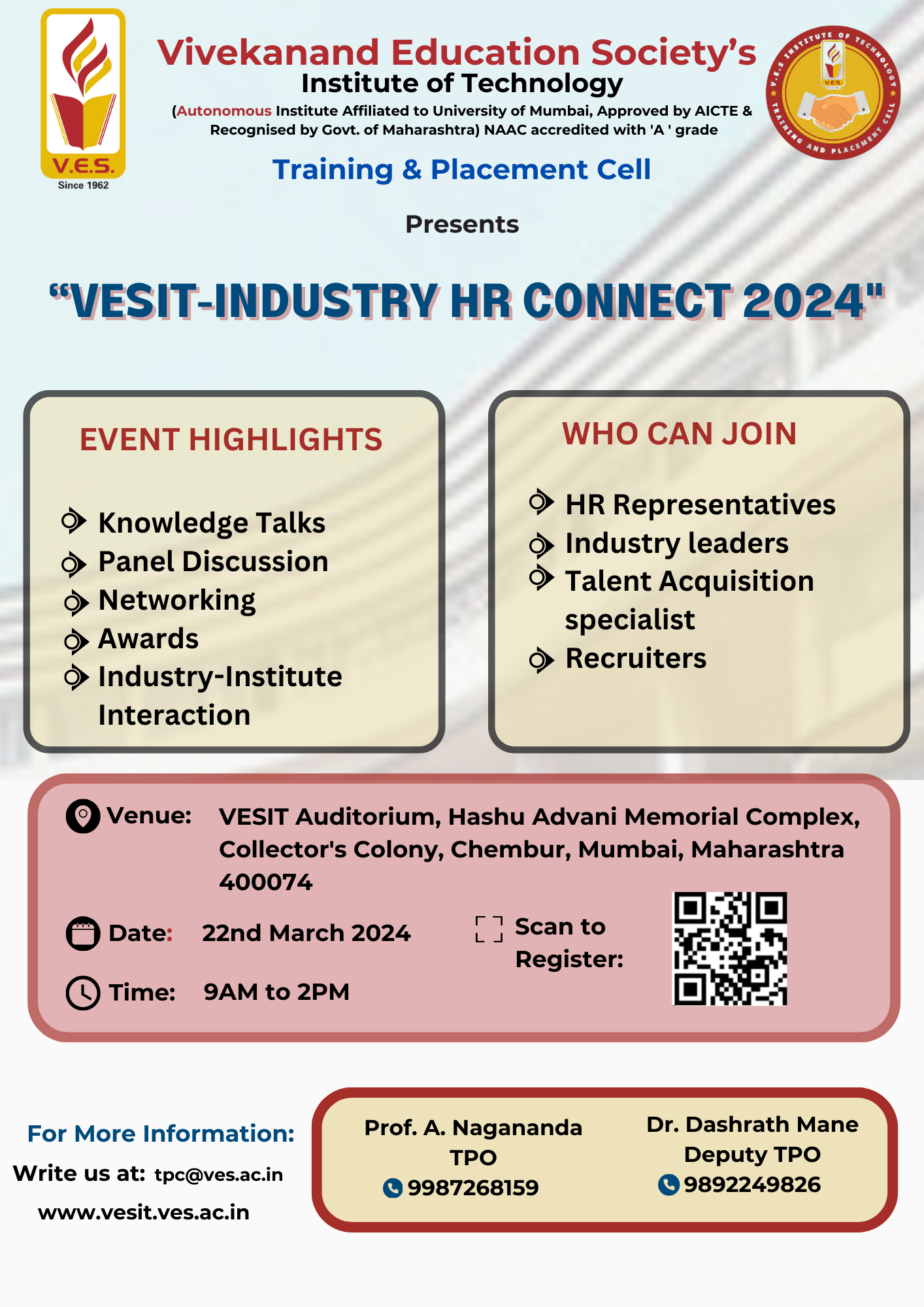 Invitation for VESIT-Industry HR Connect 2024