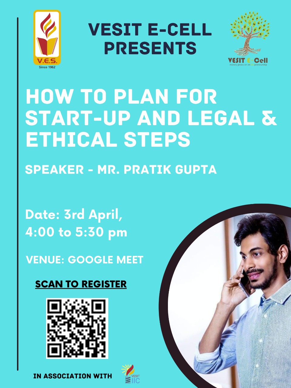 Webinar with Pratik Gupta conducted by VESIT E-Cell in association with VESIT IIC.