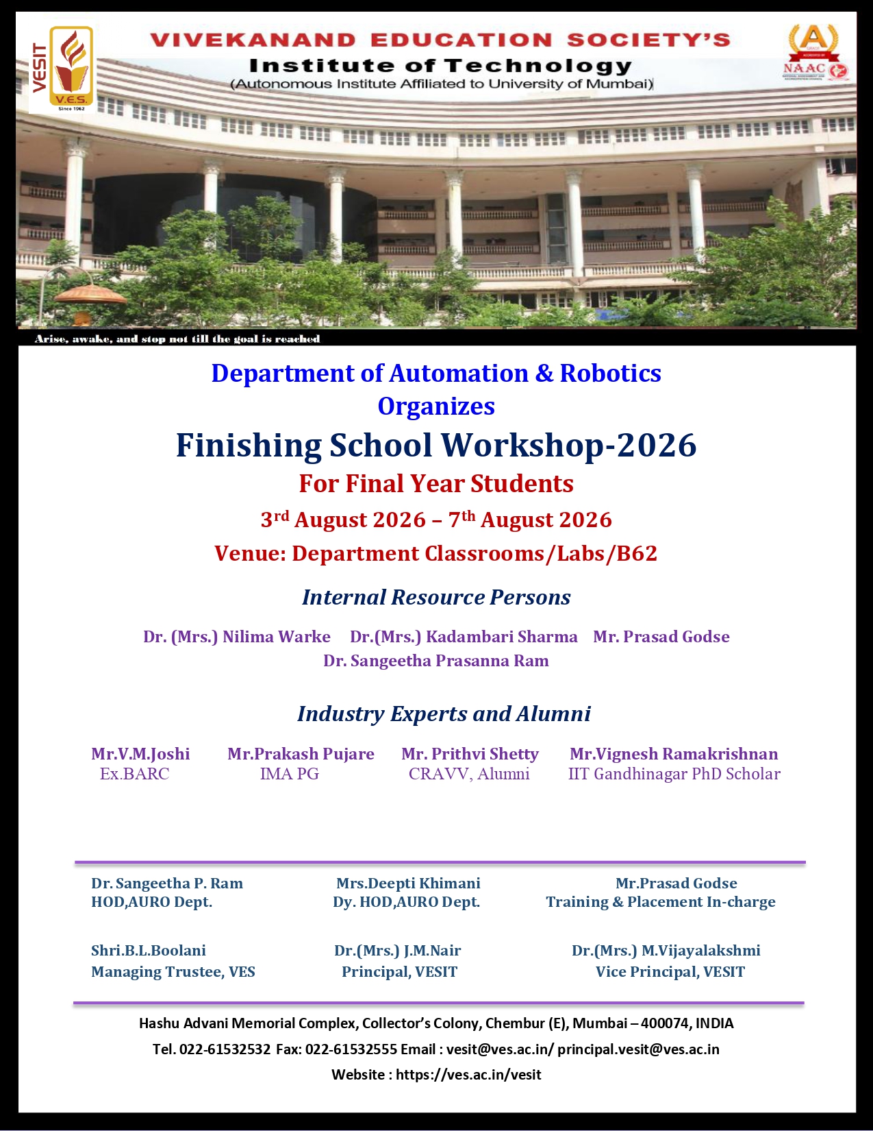 Finishing School Workshop-2026 for Final Year Students